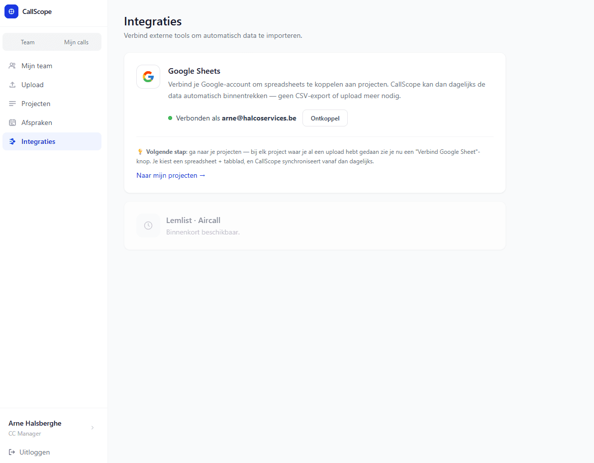 Google Sheets integratie configureren